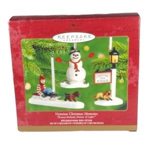 Kinkade Hallmark Keepsake Victorian Christmas Set of 3 Xmas Holiday Ornaments